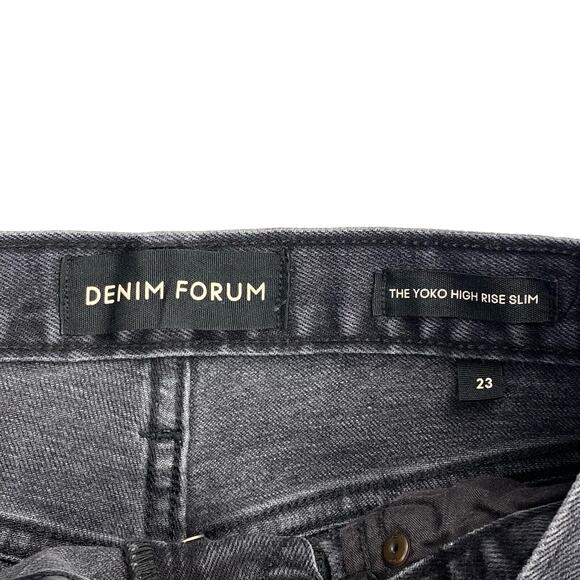 DENIM FORUM Aritzia The Yoko High Rise Slim Jean Sz 23 Frayed Cut Off Hem - Picture 8 of 13